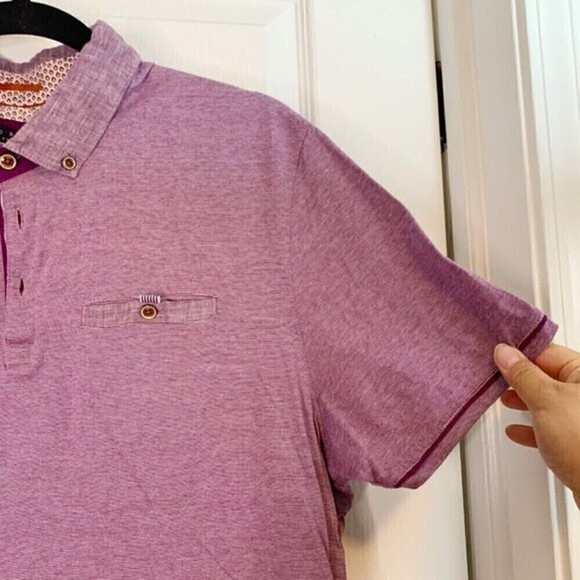 Ted Baker London Casanova Pocket Polo Casual Men's Purple Polo Shirt - Picture 3 of 9
